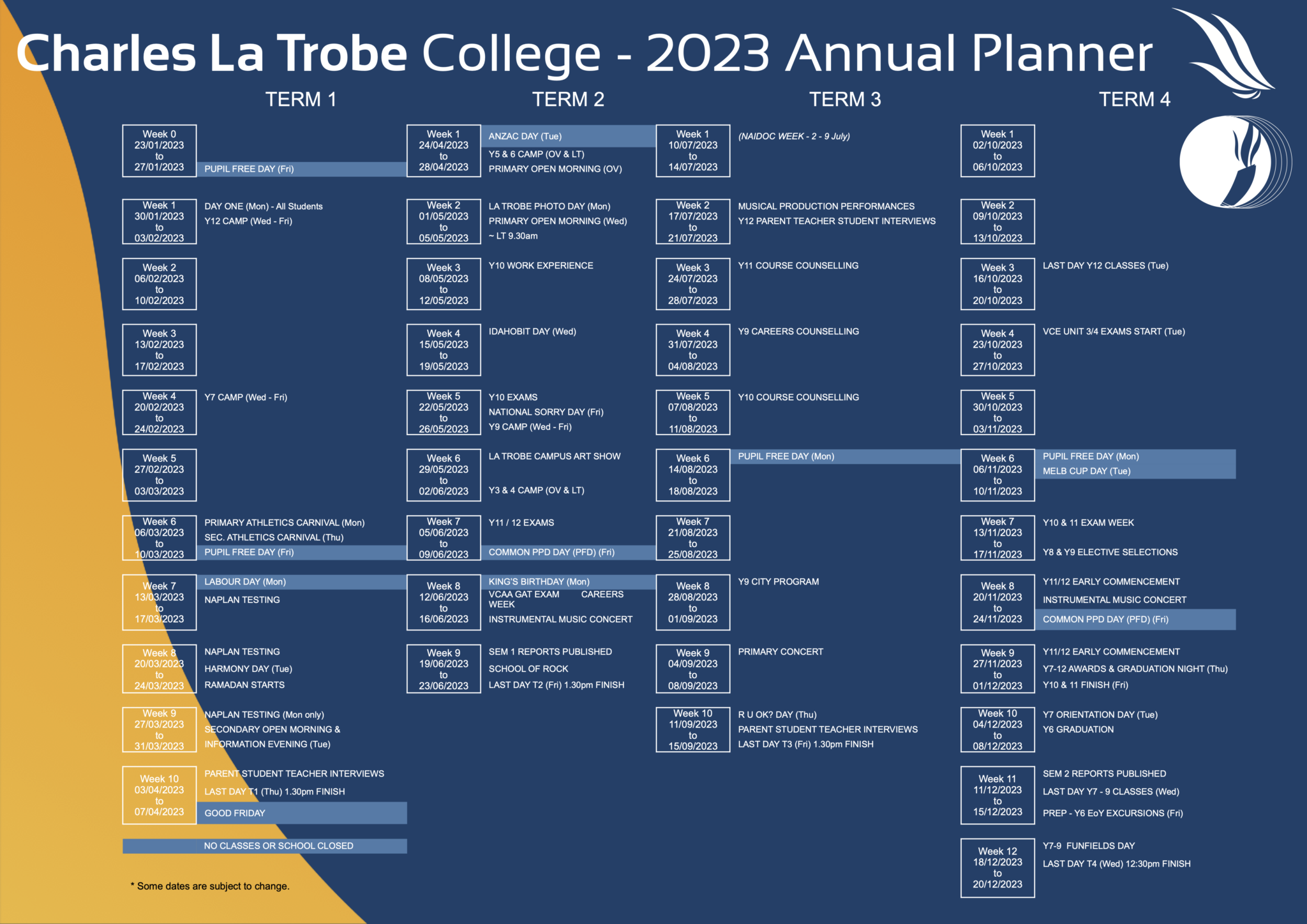 2023 Annual Events Calendar Charles La Trobe P12 College